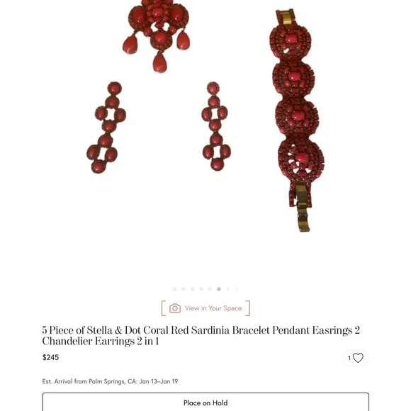 Stella & Dot Coral Red Bracelet Set